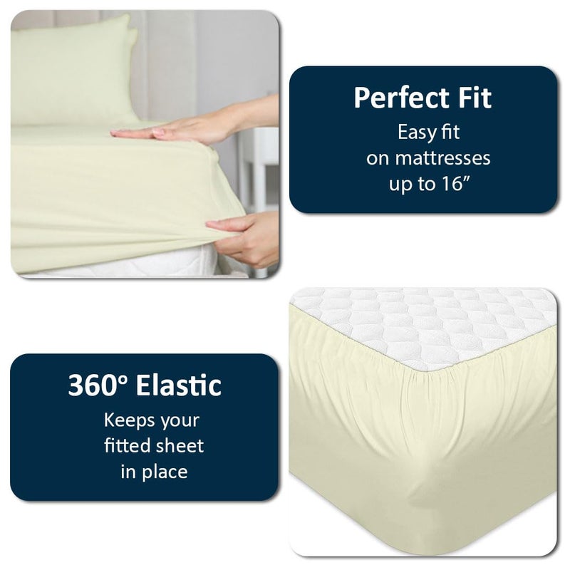 Cottingon 4 Piece Top Split King Sheets Set for Adjustable Beds, 100% Egyptian Cotton 39" Flex Head Shees for Sleep Number Bed fits 16 Inch Deep Mattress, Ivory Solid - Image 5